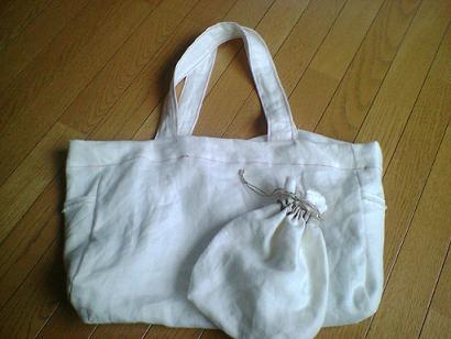 white linen tote bag